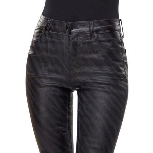 NWT J Brand black coated zebra high rise skinny jeans, 25 - Picture 7 of 12